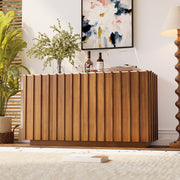 54.6'' Modern Fluted Wood Sideboard Cabinet with Warm Natural Finish
